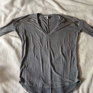 Express Charcoal Studded V-Neck Long Sleeve Top